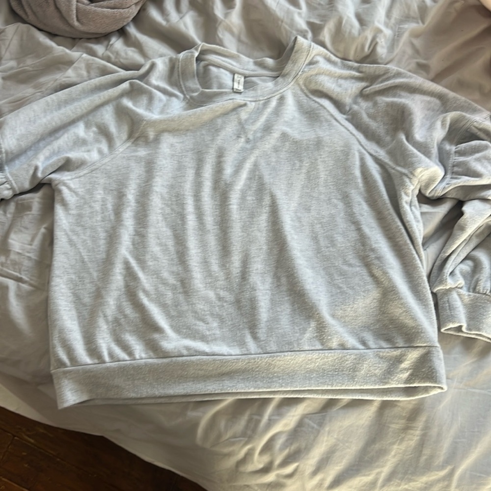 Very soft grey puff-sleeved (ish) shirt.